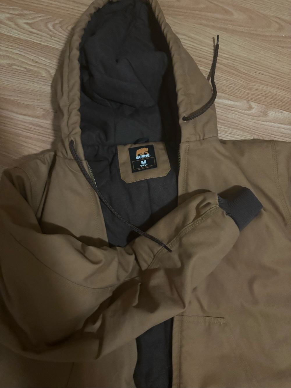 BERNE Men’s Hooded Performance Jacket in Brown - Medium